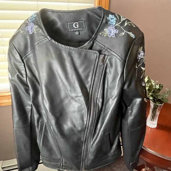 G by Giuliana Jackets & Blazers - G BY GIULIANA MOTO FAUX LEATHER JACKET black